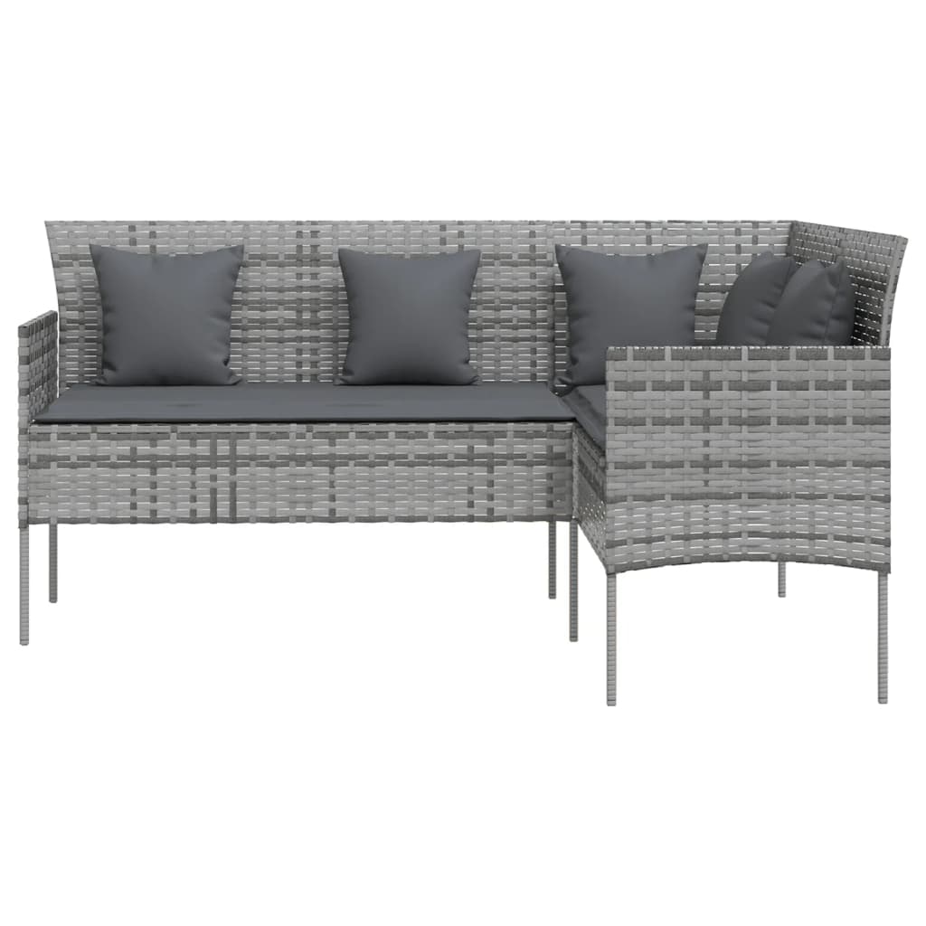 NNEVL L-shaped Couch Sofa with Cushions Poly Rattan Grey