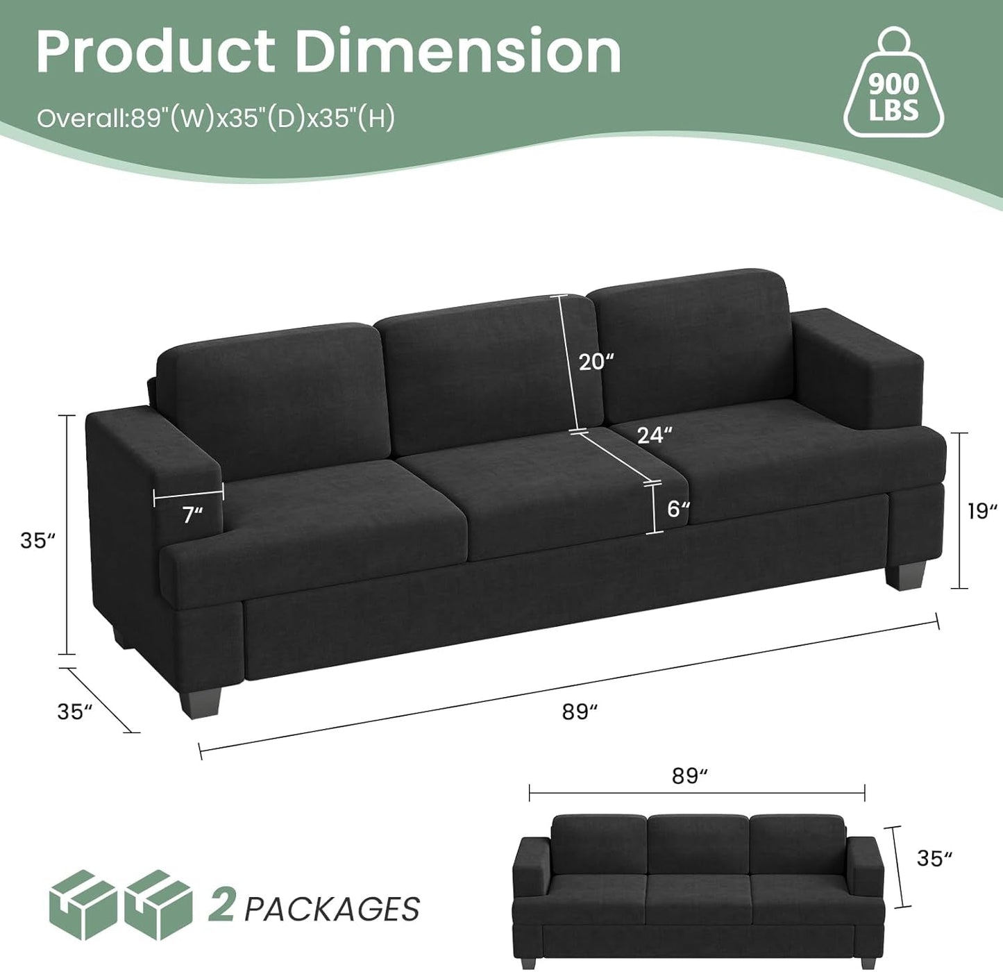 Comfy Modern Sleeper Couch Set for Living Room