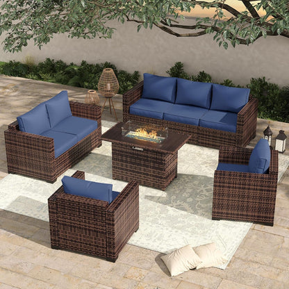 Oversized Outdoor Sectional Sofa Set with Fire Pit