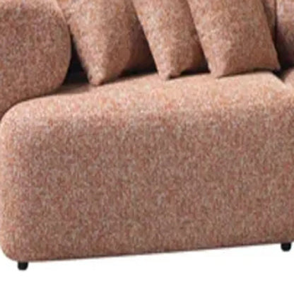 Orange Boucle Modular Curved Three Piece Sectional With Toss Pillows