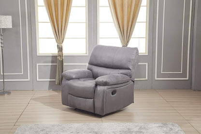Microfiber Reclining Sofa Couch Set Living Room Set 8007 (Grey, Recliner)