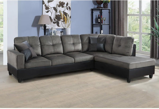 2 Pieces Sectional Sofa Sets, L-Shape Sofa Microfiber Couch Living Room Sofa Set with Chaise Using for Living Room Furniture(A-Taupe, Right Hand Facing)