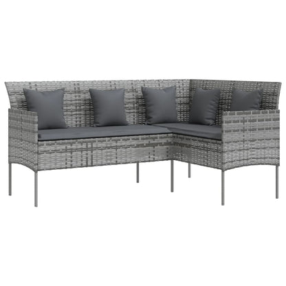 NNEVL L-shaped Couch Sofa with Cushions Poly Rattan Grey
