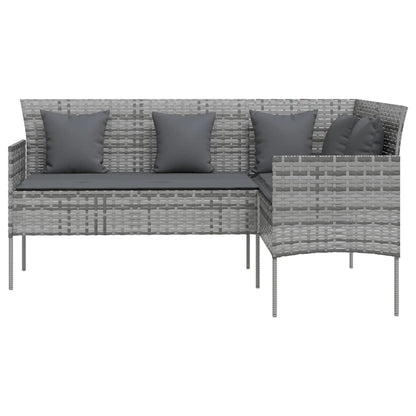 NNEVL L-shaped Couch Sofa with Cushions Poly Rattan Grey