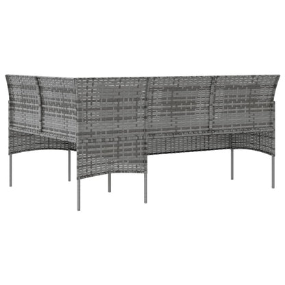 NNEVL L-shaped Couch Sofa with Cushions Poly Rattan Grey