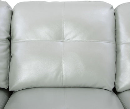 L-Shaped 3-Piece Semi PU Synthetic Leather Sofa with Storage Ottoman Set, Sectional Couch Sofa Set for Living Room, Office, Small Space, Silver Green