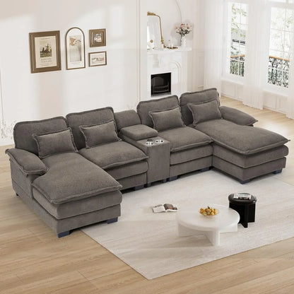 Comfy U Shape Cloud Couch - 124\" Chenille Sofa