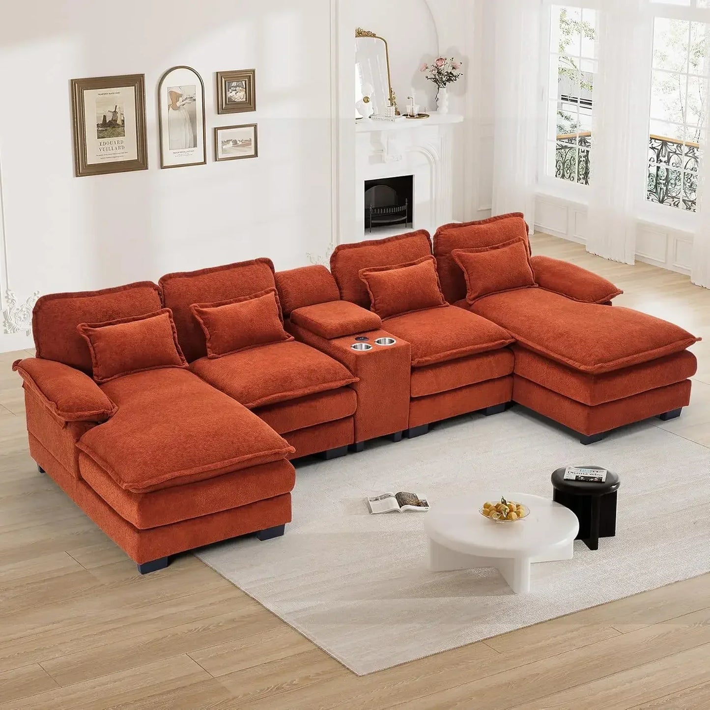 Comfy U Shape Cloud Couch - 124\" Chenille Sofa