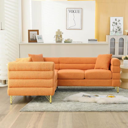 Orange Oversized Corner Sofa 5 Seat Teddy Couch