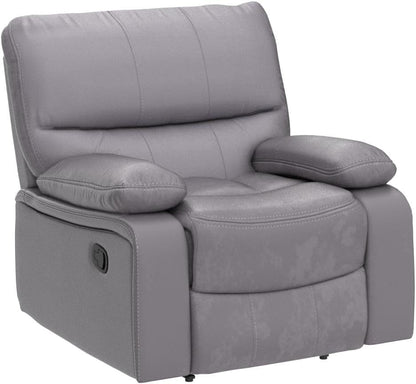 Microfiber Reclining Sofa Couch Set Living Room Set 8007 (Grey, Recliner)