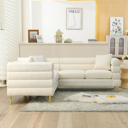 Oversized White Corner Sofa 5 Seater Teddy Couch