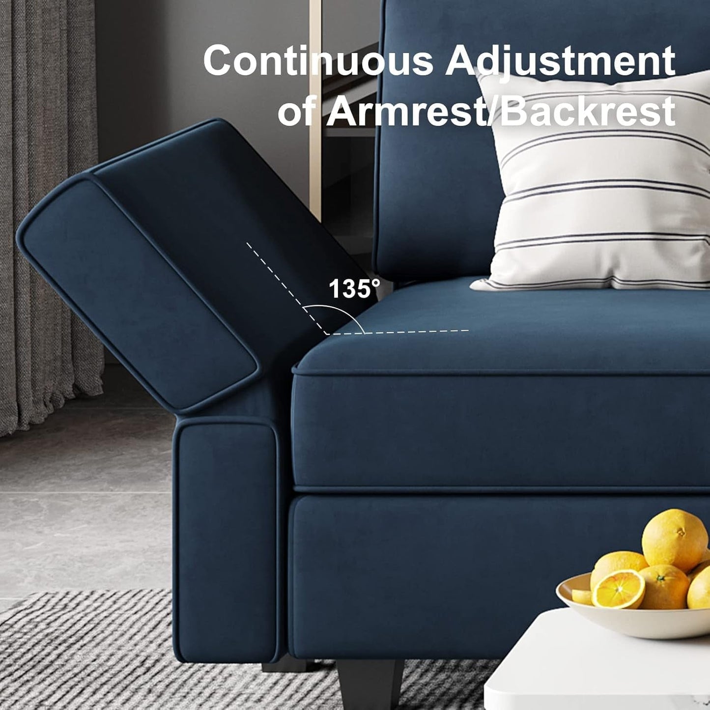 Modular Velvet Sectional Sofa with Storage Seat Oversized U Shaped Couch with Reversible Chaise Sofa Set with Ottoman Blue