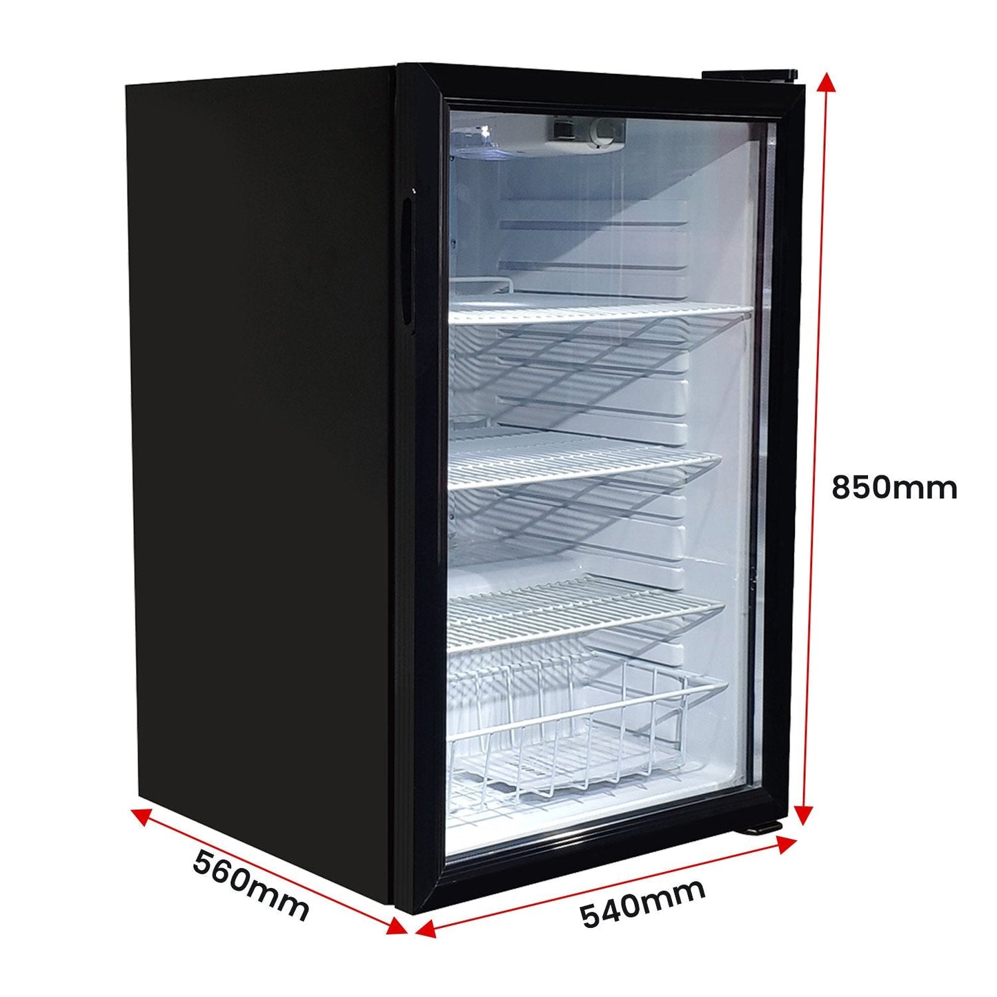 NNEDPE 130L Mini Bar Fridge Glass Door Beverage Cooler Refrigerator
