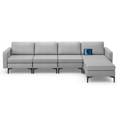 NNECW Sectional Sofa Couch with Reversible Ottoman for Living Room