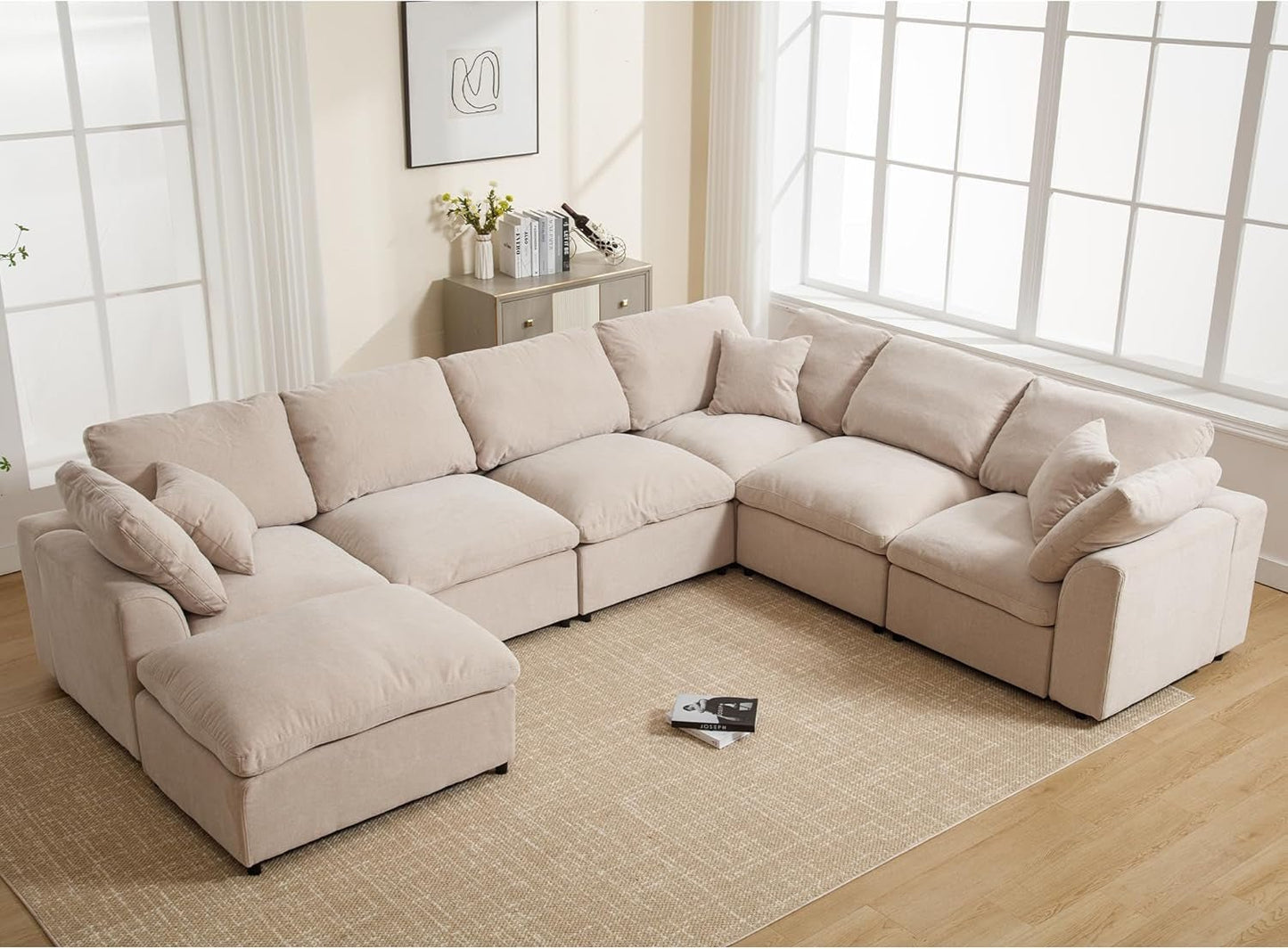 Oversized U Shaped Modular Sectional Sofa with Ottoman