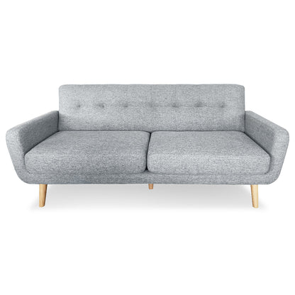 NNEDPE Sarantino 6-Seater Linen Sofa Set Couch Futon - Light Grey