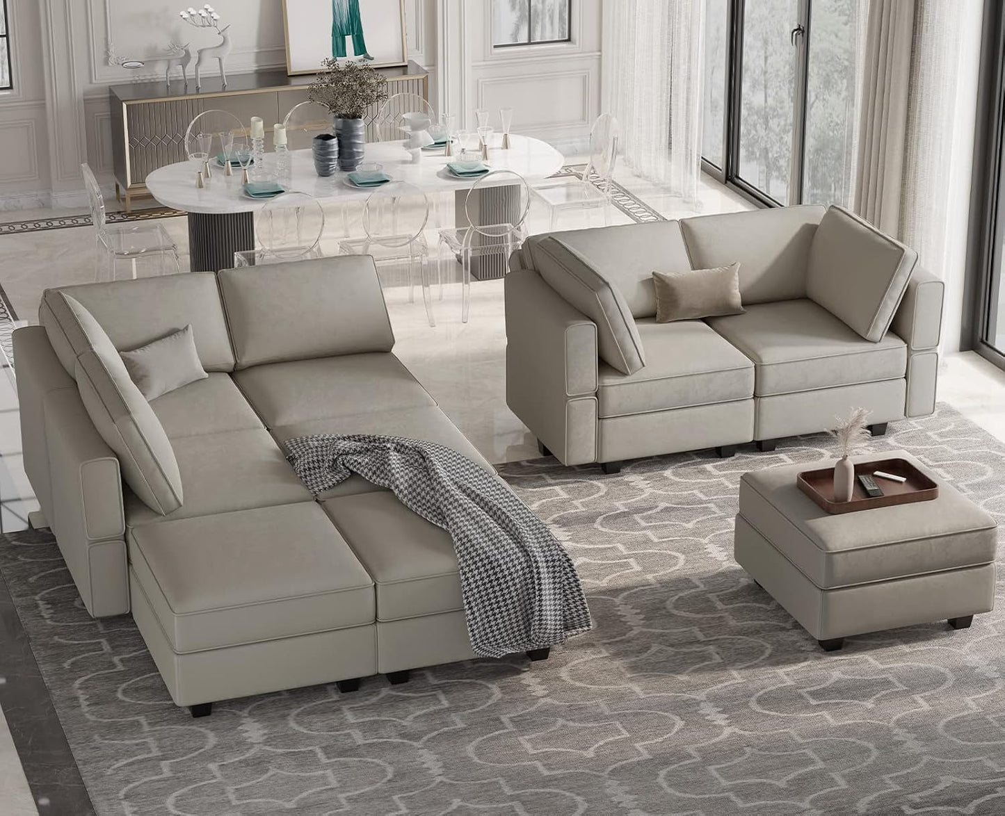 Stylish Modular Sectional Sofa with Reversible Chaise