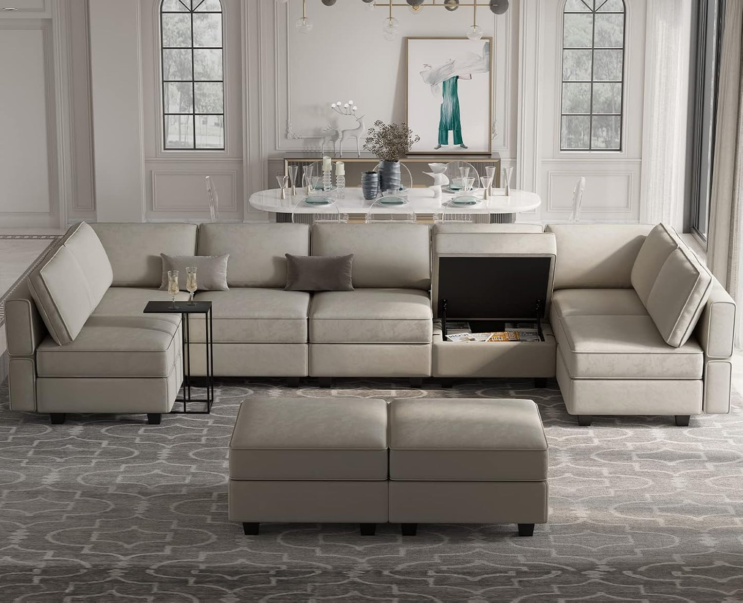 Stylish Modular Sectional Sofa with Reversible Chaise