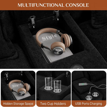 U Shaped Cloud Sectional Sofa with USB Charging Ports