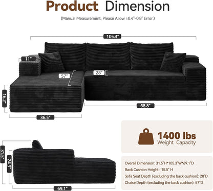 Versatile L Shaped Modular Couch for Living Room